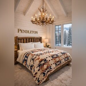 Pendleton Rustic Cream and Blue Blanket